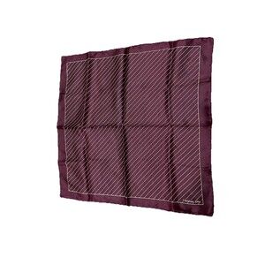 Christian Dior Monsieur Vintage Silk Square Neck Tie Scarf 18” x 18” Burgundy